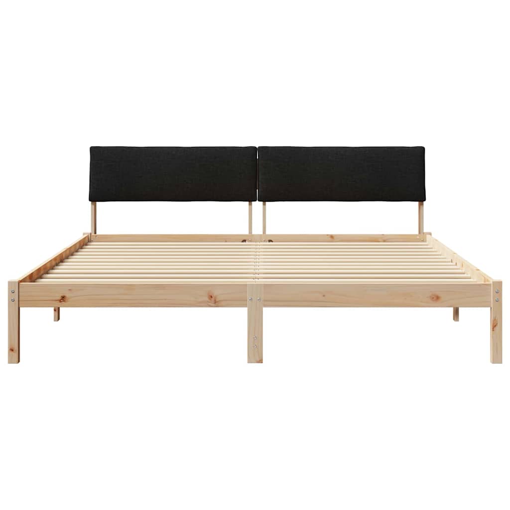 Cadre de lit Marron et noir 180 x 200 cm Bois massif en pin - XIOS