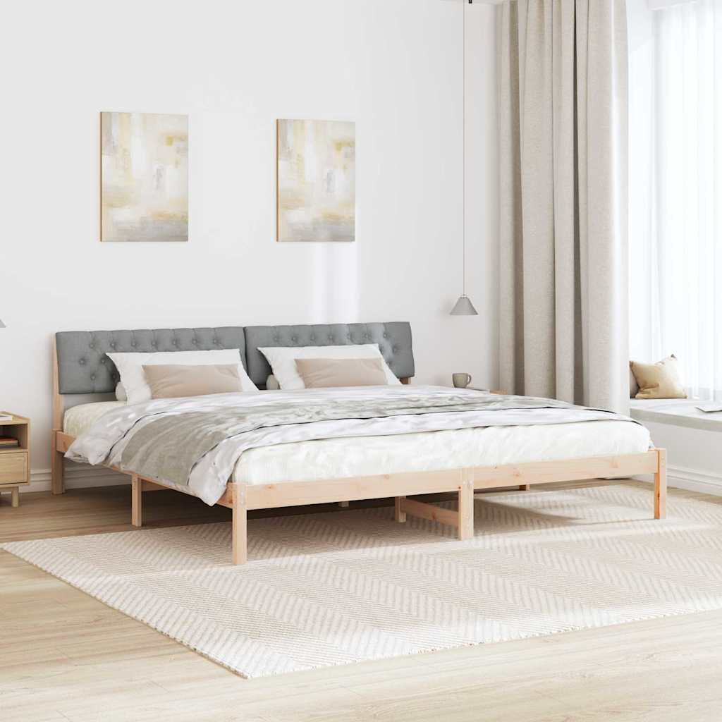 Cadre de lit avec tête de lit Marron et gris clair 200 x 200 cm - XIOS