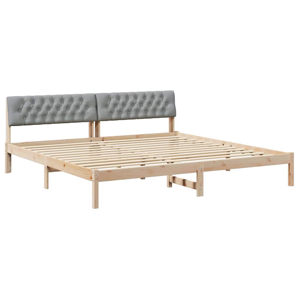 Cadre de lit avec tête de lit Marron et gris clair 200 x 200 cm - XIOS