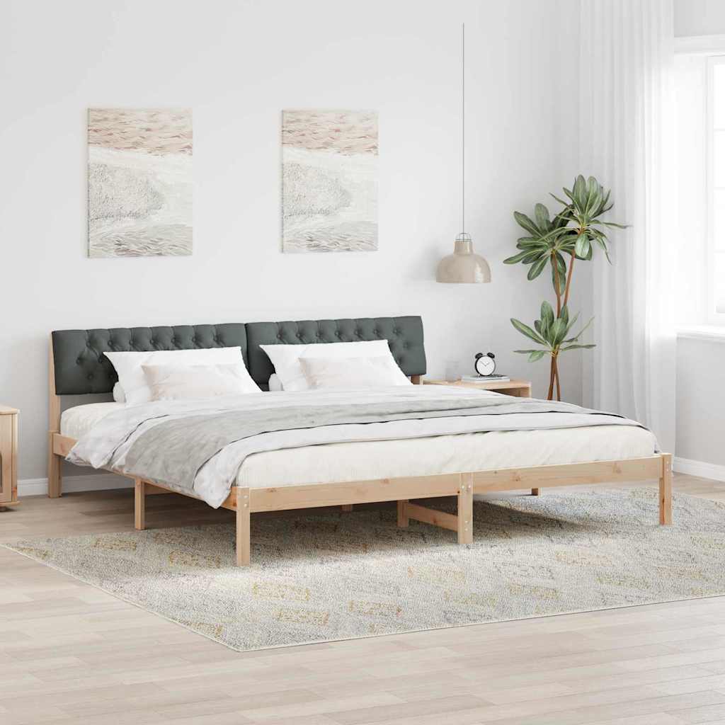 Cadre de lit avec tête de lit marron et gris foncé 200 x 200 cm - XIOS