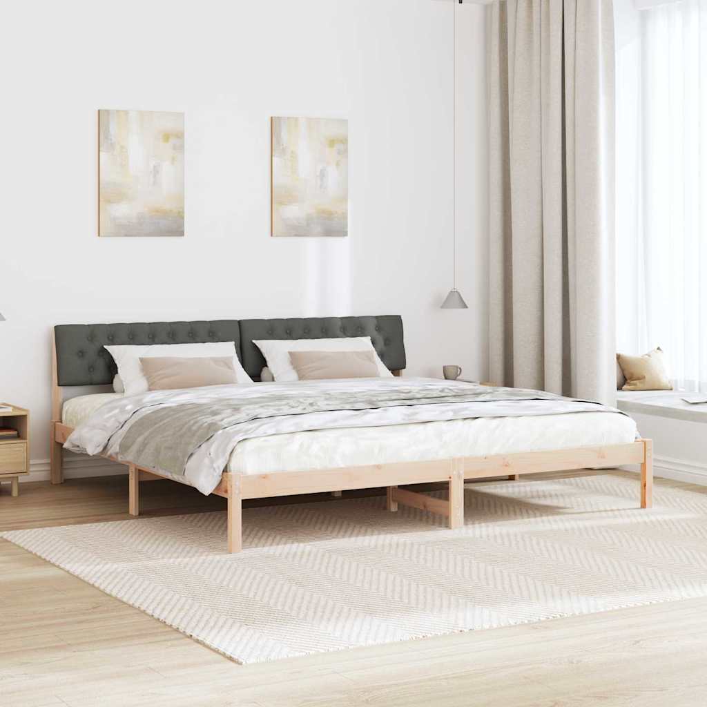 Cadre de lit avec tête de lit marron et gris foncé 200 x 200 cm - XIOS