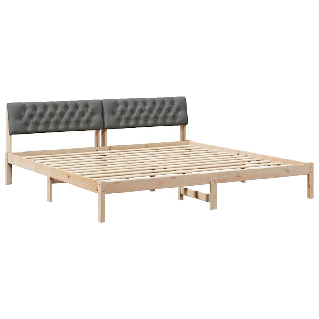 Cadre de lit avec tête de lit marron et gris foncé 200 x 200 cm - XIOS