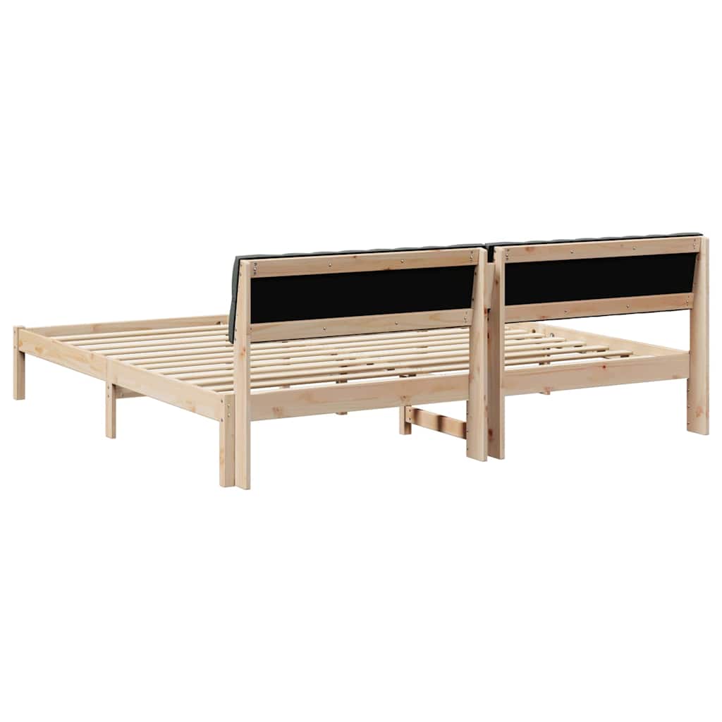 Cadre de lit avec tête de lit marron et gris foncé 200 x 200 cm - XIOS