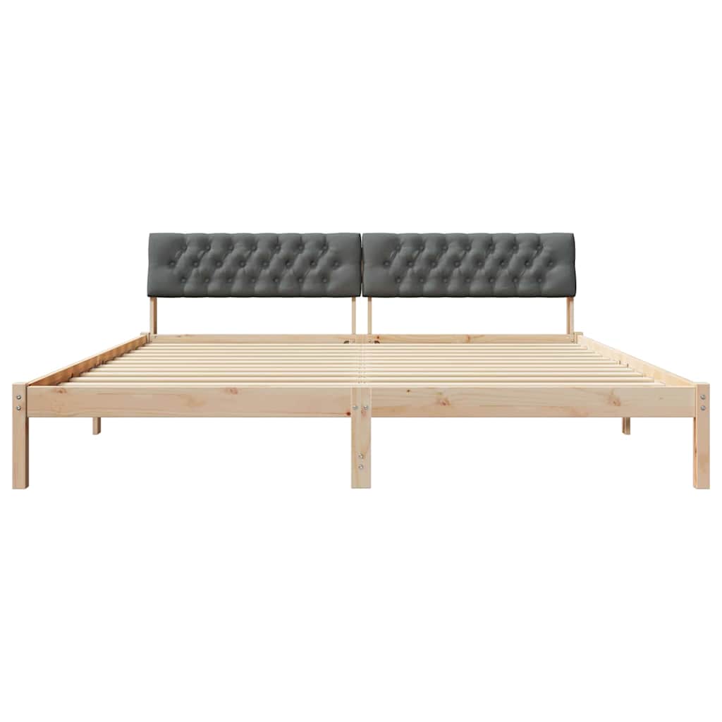 Cadre de lit avec tête de lit marron et gris foncé 200 x 200 cm - XIOS