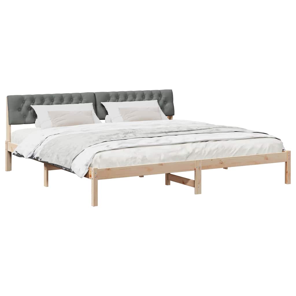 Cadre de lit avec tête de lit marron et gris foncé 200 x 200 cm - XIOS