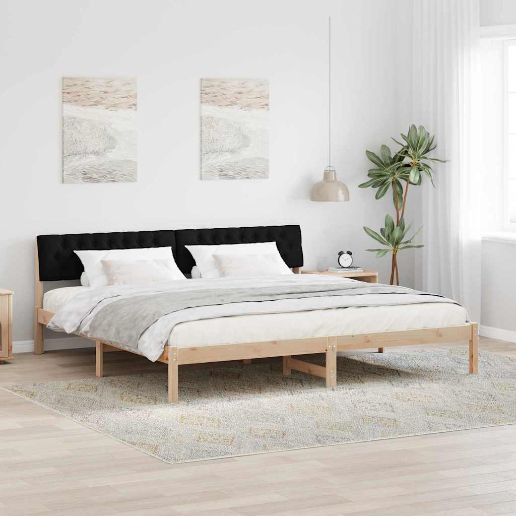 Cadre de lit Marron et noir 200 x 200 cm Bois massif en pin - XIOS