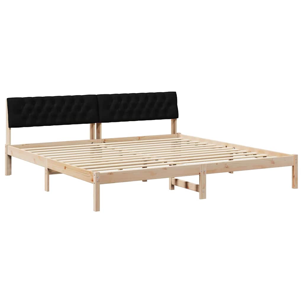Cadre de lit Marron et noir 200 x 200 cm Bois massif en pin - XIOS