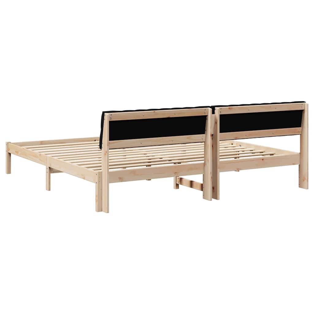 Cadre de lit Marron et noir 200 x 200 cm Bois massif en pin - XIOS