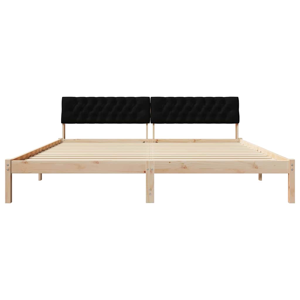 Cadre de lit Marron et noir 200 x 200 cm Bois massif en pin - XIOS