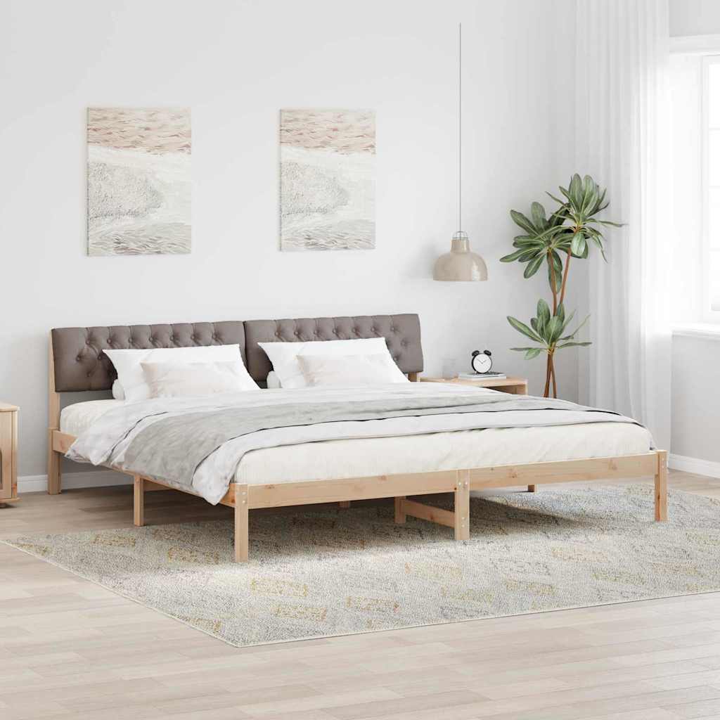 Cadre de lit Marron et taupe 200 x 200 cm Bois massif en pin - XIOS