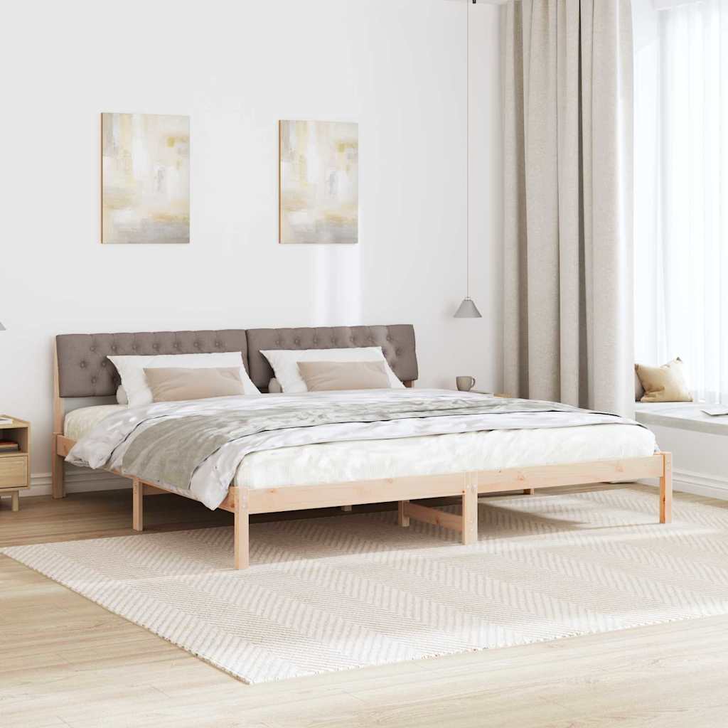 Cadre de lit Marron et taupe 200 x 200 cm Bois massif en pin - XIOS