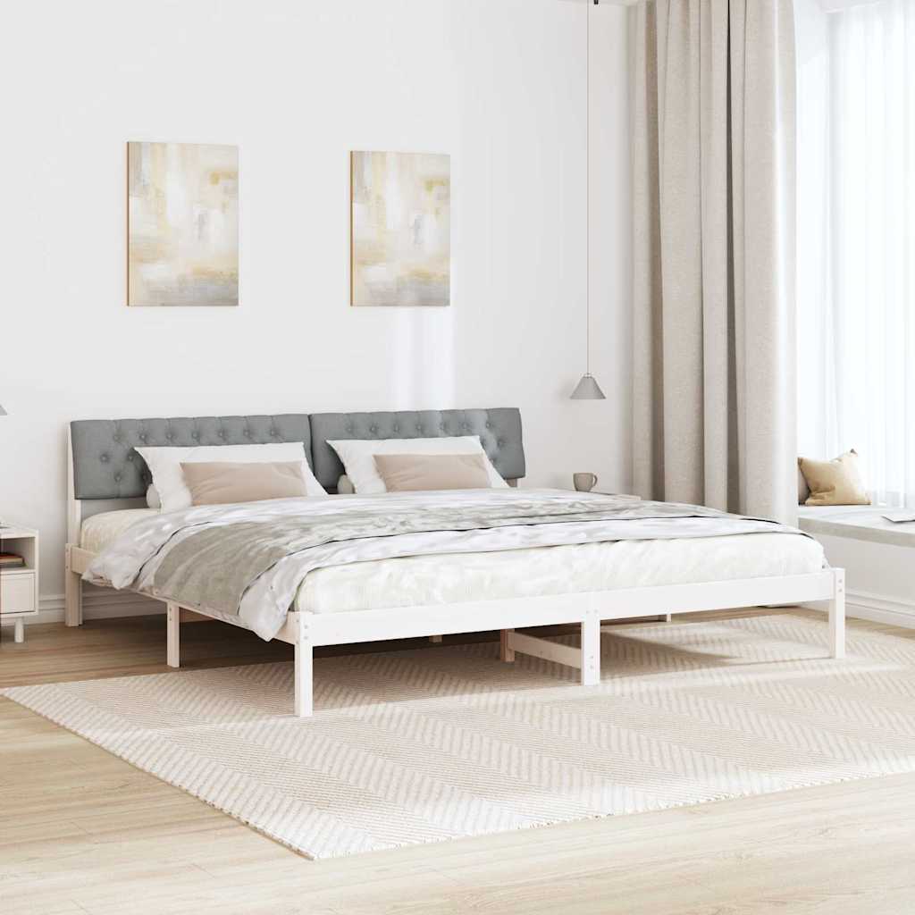 Cadre de lit avec tête de lit Blanc et gris clair 200 x 200 cm - XIOS