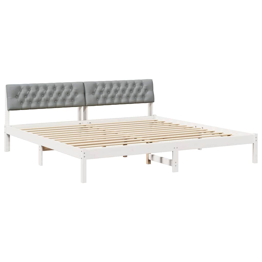 Cadre de lit avec tête de lit Blanc et gris clair 200 x 200 cm - XIOS