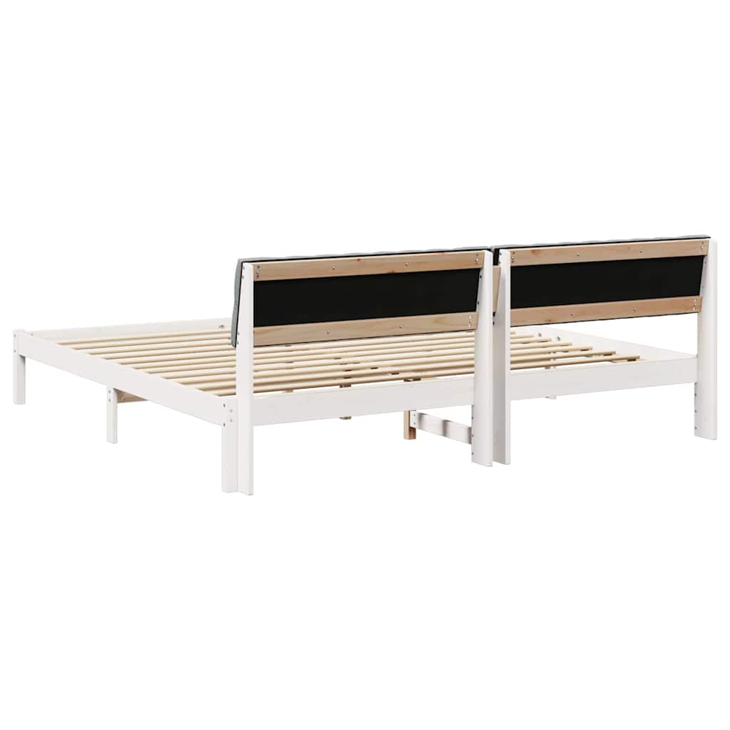 Cadre de lit avec tête de lit Blanc et gris clair 200 x 200 cm - XIOS
