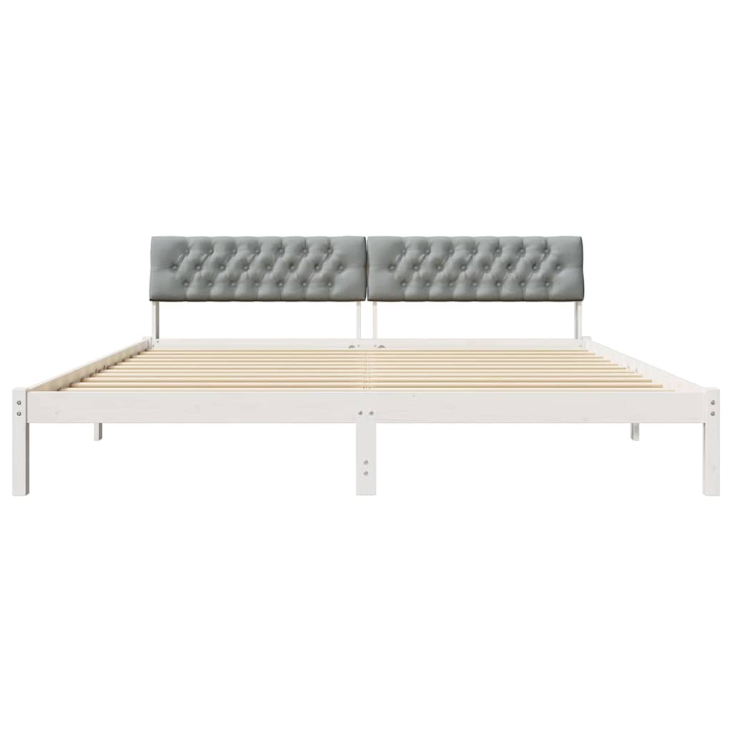 Cadre de lit avec tête de lit Blanc et gris clair 200 x 200 cm - XIOS