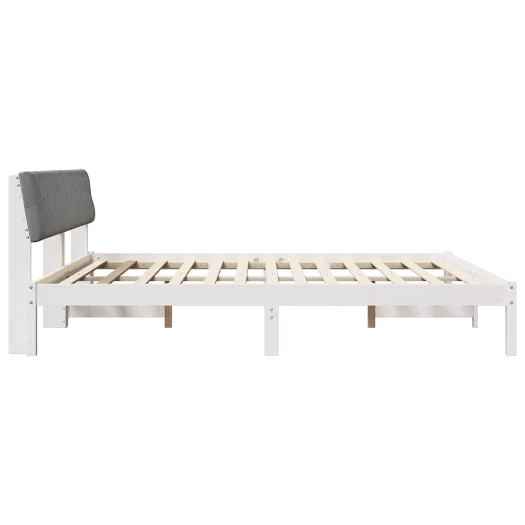 Cadre de lit avec tête de lit Blanc et gris clair 200 x 200 cm - XIOS