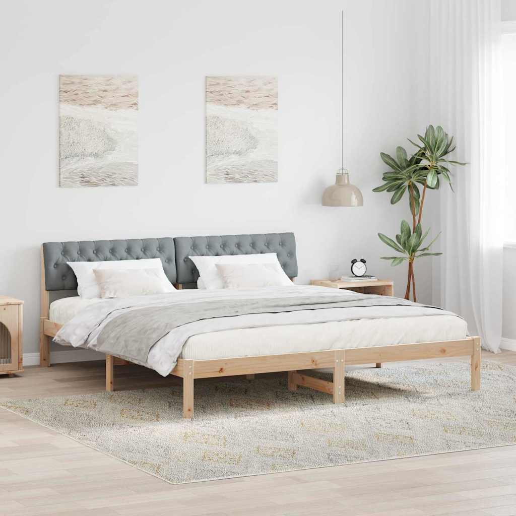 Cadre de lit avec tête de lit Marron et gris clair 180 x 200 cm - XIOS