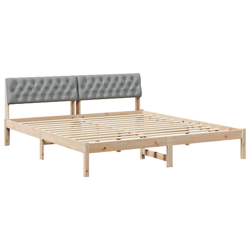 Cadre de lit avec tête de lit Marron et gris clair 180 x 200 cm