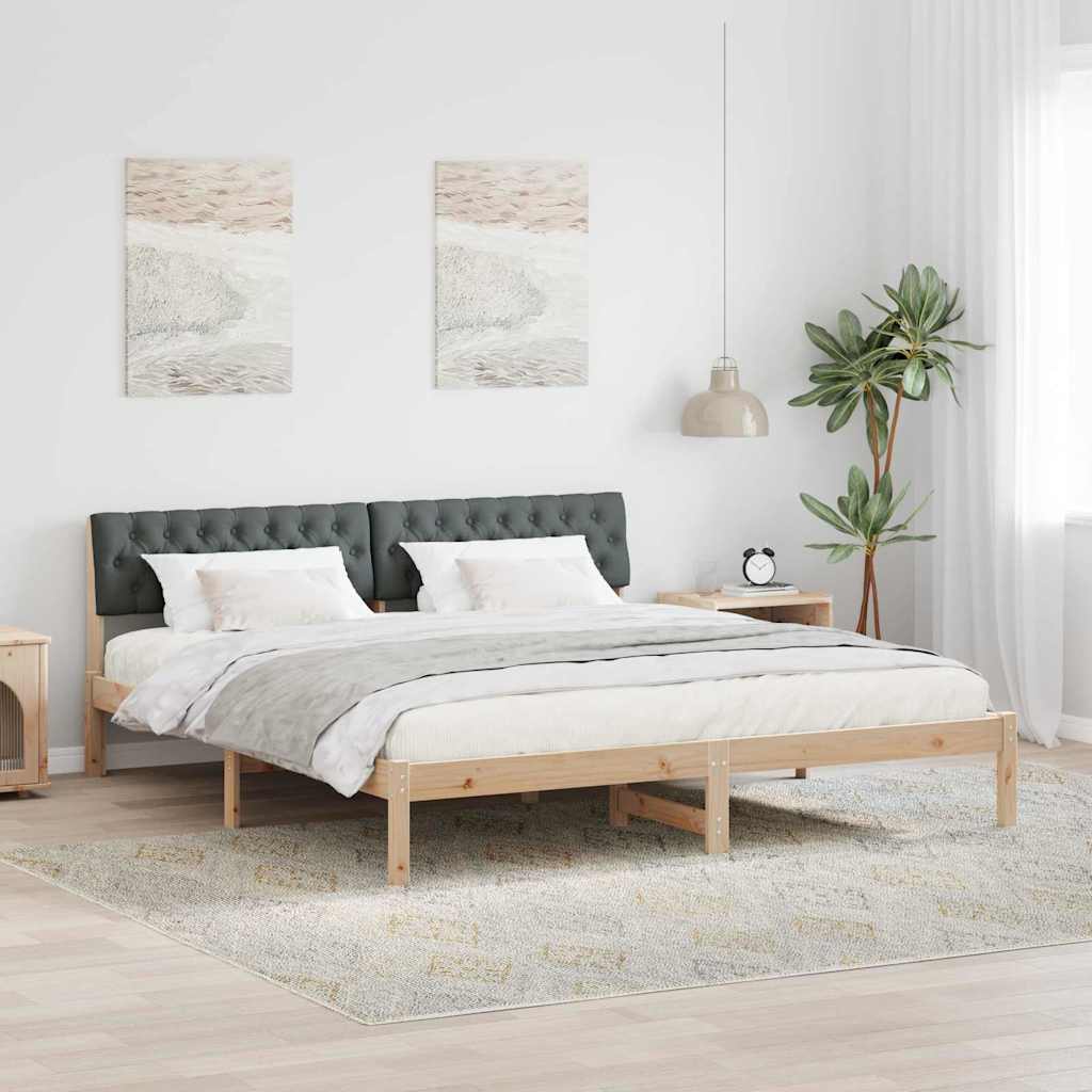 Cadre de lit avec tête de lit marron et gris foncé 180 x 200 cm - XIOS