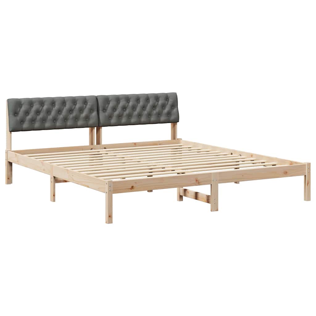 Cadre de lit avec tête de lit marron et gris foncé 180 x 200 cm - XIOS