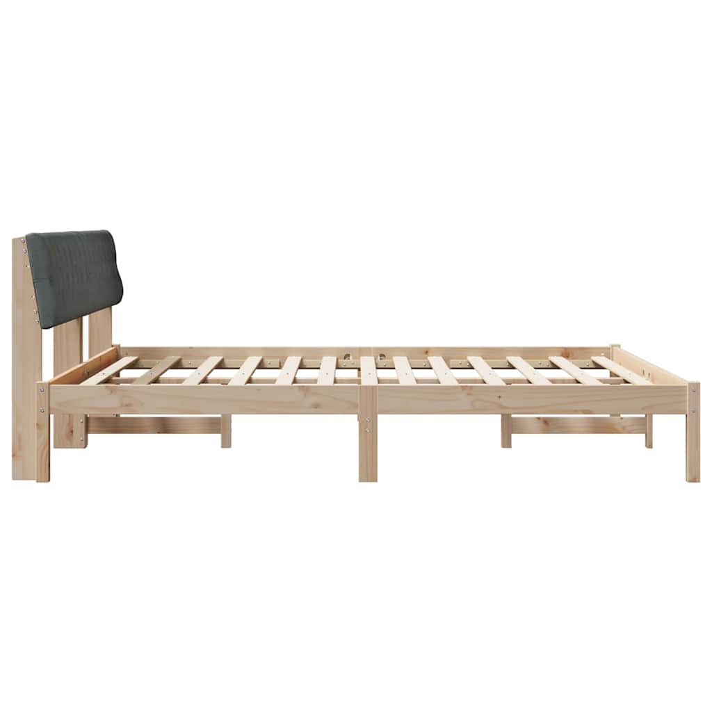 Cadre de lit avec tête de lit marron et gris foncé 180 x 200 cm - XIOS
