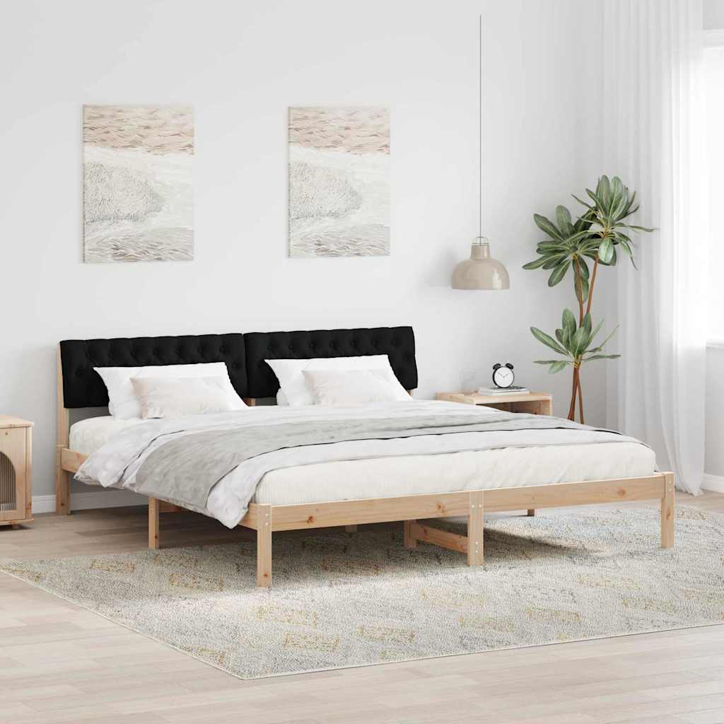 Cadre de lit Marron et noir 180 x 200 cm Bois massif en pin - XIOS