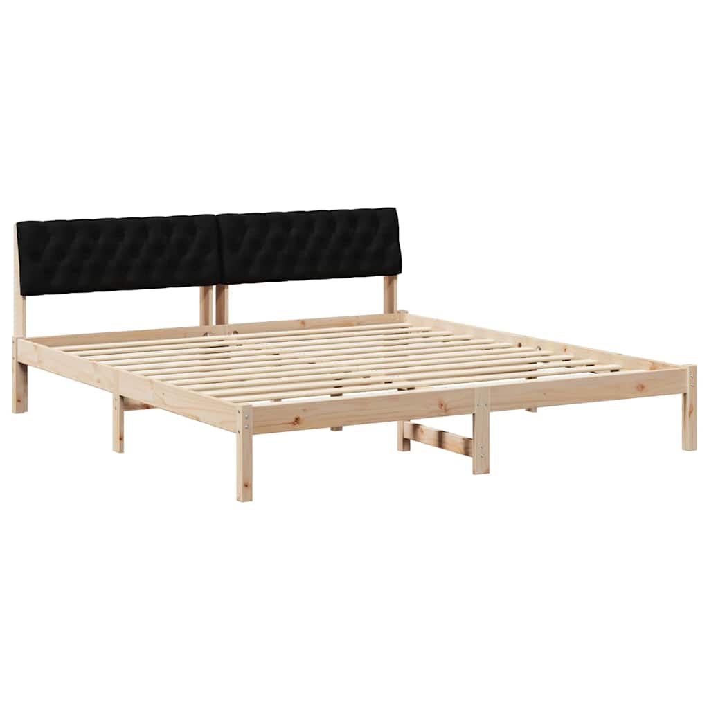 Cadre de lit Marron et noir 180 x 200 cm Bois massif en pin