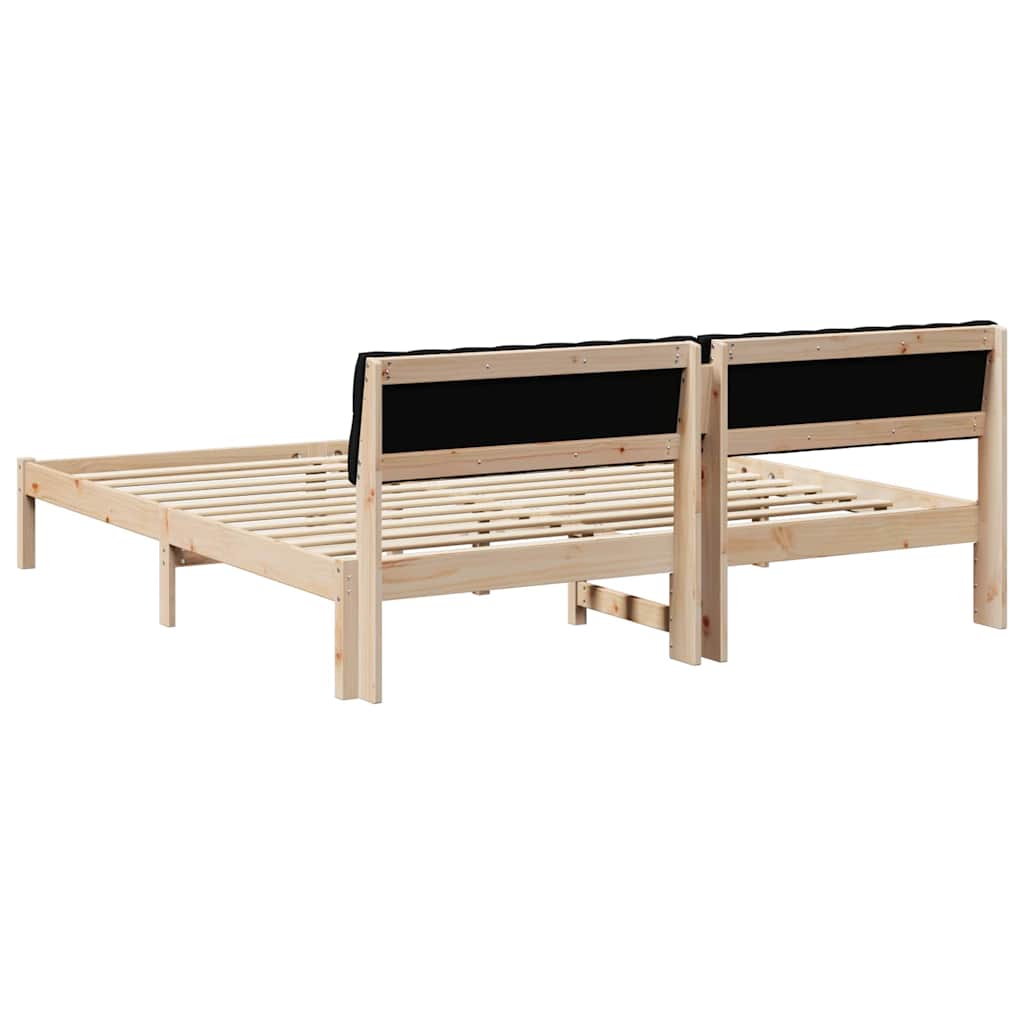 Cadre de lit Marron et noir 180 x 200 cm Bois massif en pin - XIOS