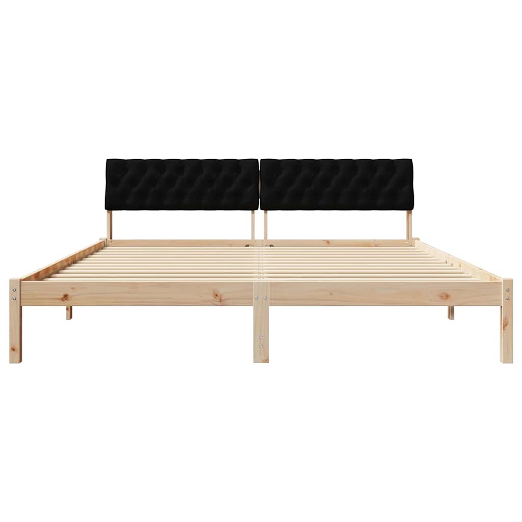 Cadre de lit Marron et noir 180 x 200 cm Bois massif en pin - XIOS