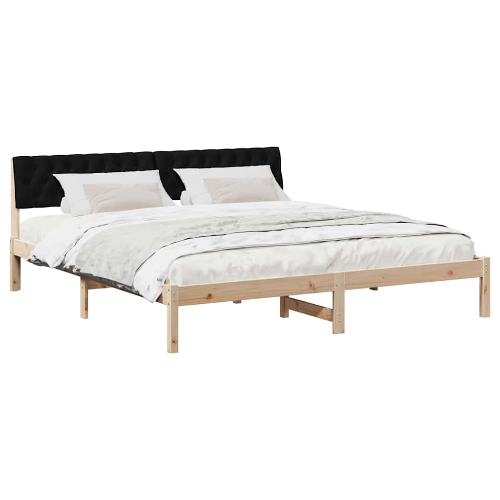 Cadre de lit Marron et noir 180 x 200 cm Bois massif en pin - XIOS