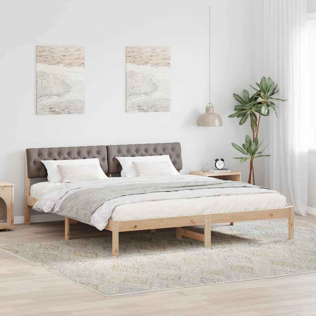 Cadre de lit Marron et taupe 180 x 200 cm Bois massif en pin - XIOS