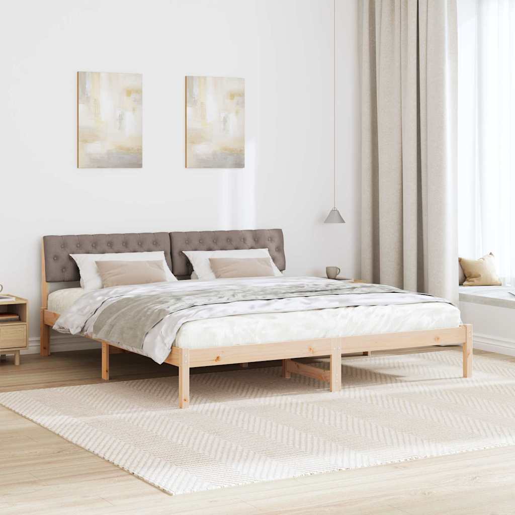 Cadre de lit Marron et taupe 180 x 200 cm Bois massif en pin - XIOS