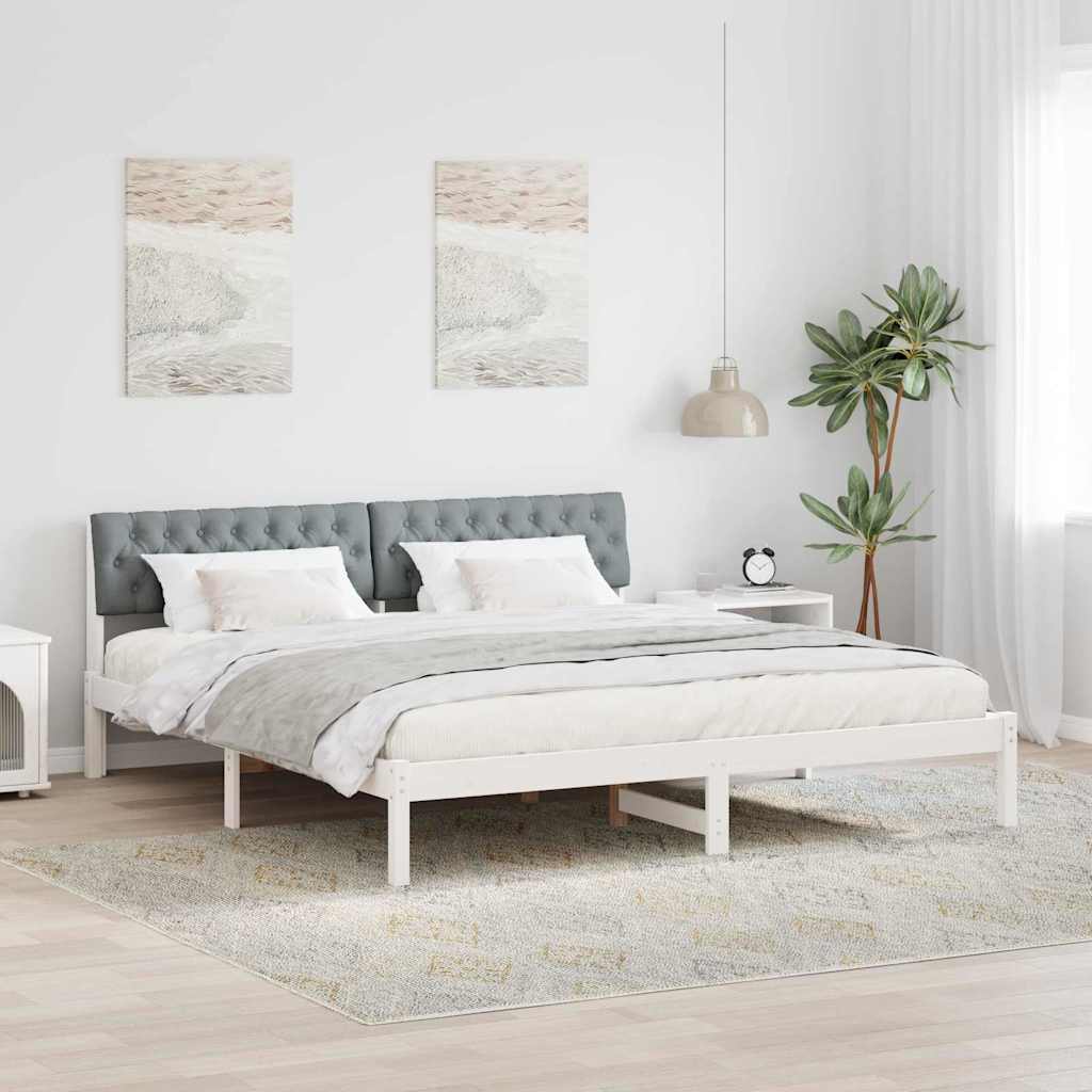 Cadre de lit avec tête de lit Blanc et gris clair 180 x 200 cm