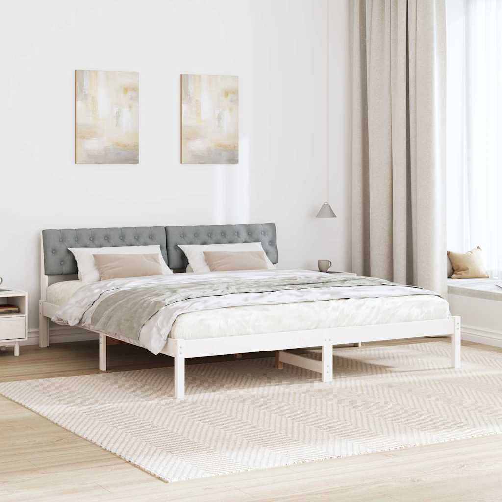Cadre de lit avec tête de lit Blanc et gris clair 180 x 200 cm - XIOS