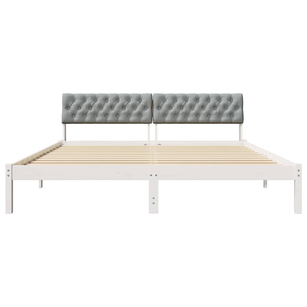 Cadre de lit avec tête de lit Blanc et gris clair 180 x 200 cm - XIOS