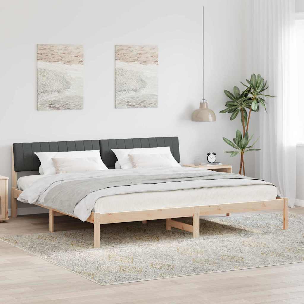 Cadre de lit avec tête de lit marron et gris foncé 200 x 200 cm - XIOS