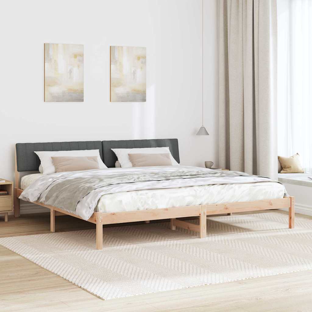 Cadre de lit avec tête de lit marron et gris foncé 200 x 200 cm - XIOS