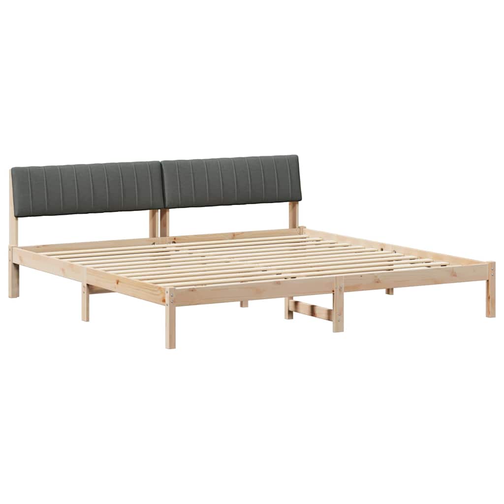 Cadre de lit avec tête de lit marron et gris foncé 200 x 200 cm - XIOS
