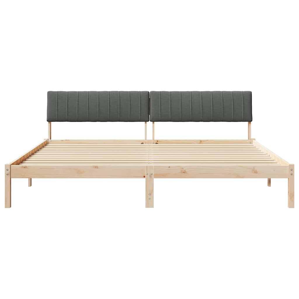 Cadre de lit avec tête de lit marron et gris foncé 200 x 200 cm - XIOS