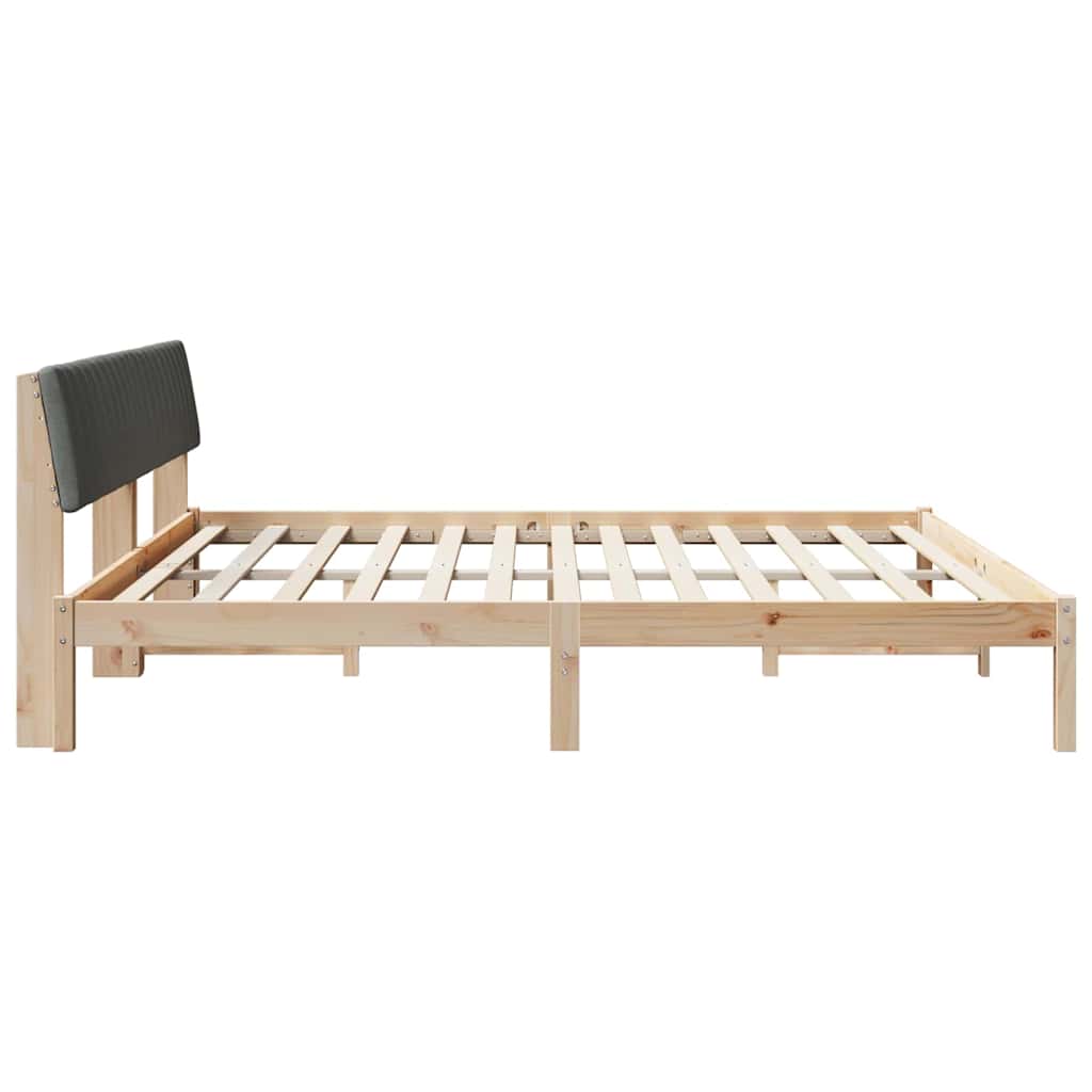 Cadre de lit avec tête de lit marron et gris foncé 200 x 200 cm - XIOS