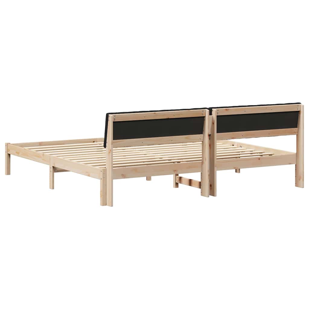 Cadre de lit Marron et noir 200 x 200 cm Bois massif en pin - XIOS