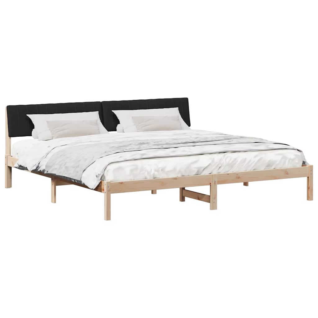 Cadre de lit Marron et noir 200 x 200 cm Bois massif en pin - XIOS