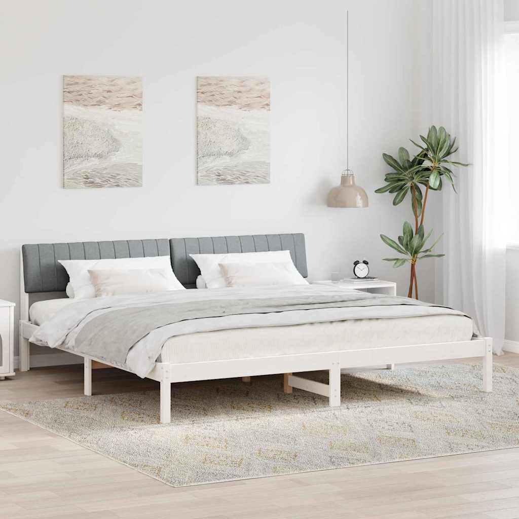 Cadre de lit avec tête de lit Blanc et gris clair 200 x 200 cm - XIOS