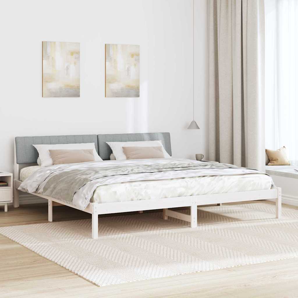 Cadre de lit avec tête de lit Blanc et gris clair 200 x 200 cm - XIOS