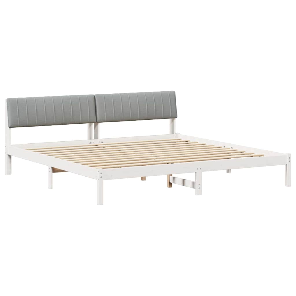 Cadre de lit avec tête de lit Blanc et gris clair 200 x 200 cm - XIOS