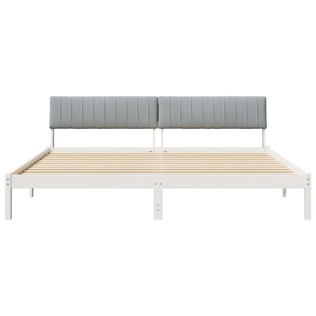 Cadre de lit avec tête de lit Blanc et gris clair 200 x 200 cm - XIOS
