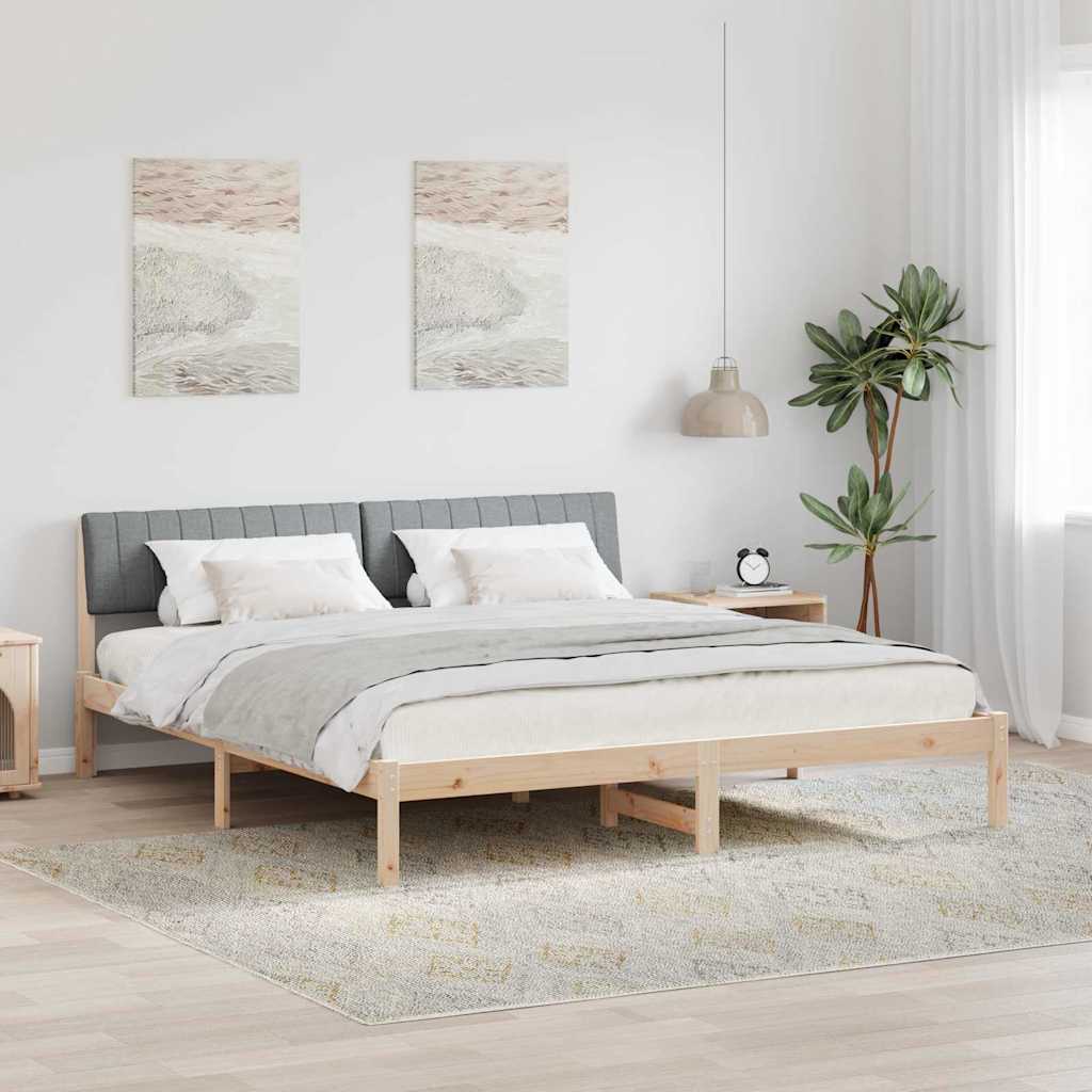 Cadre de lit avec tête de lit Marron et gris clair 180 x 200 cm - XIOS