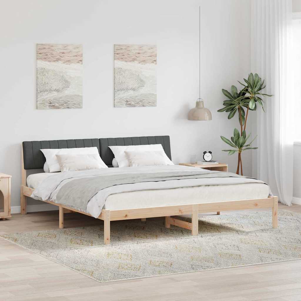 Cadre de lit avec tête de lit marron et gris foncé 180 x 200 cm - XIOS