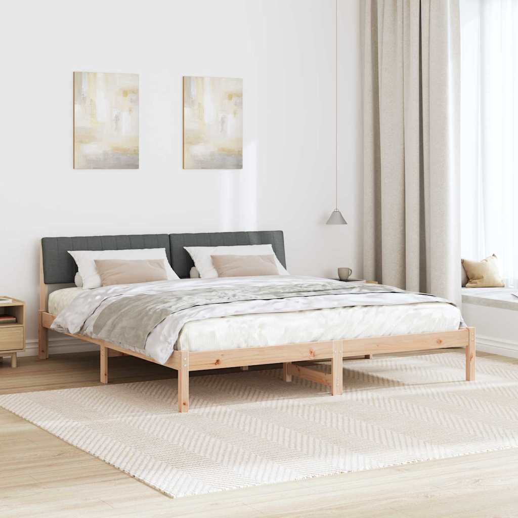Cadre de lit avec tête de lit marron et gris foncé 180 x 200 cm - XIOS