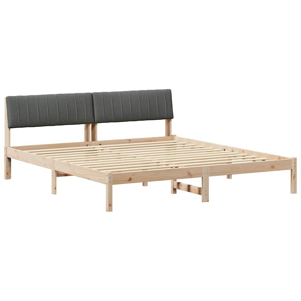 Cadre de lit avec tête de lit marron et gris foncé 180 x 200 cm - XIOS